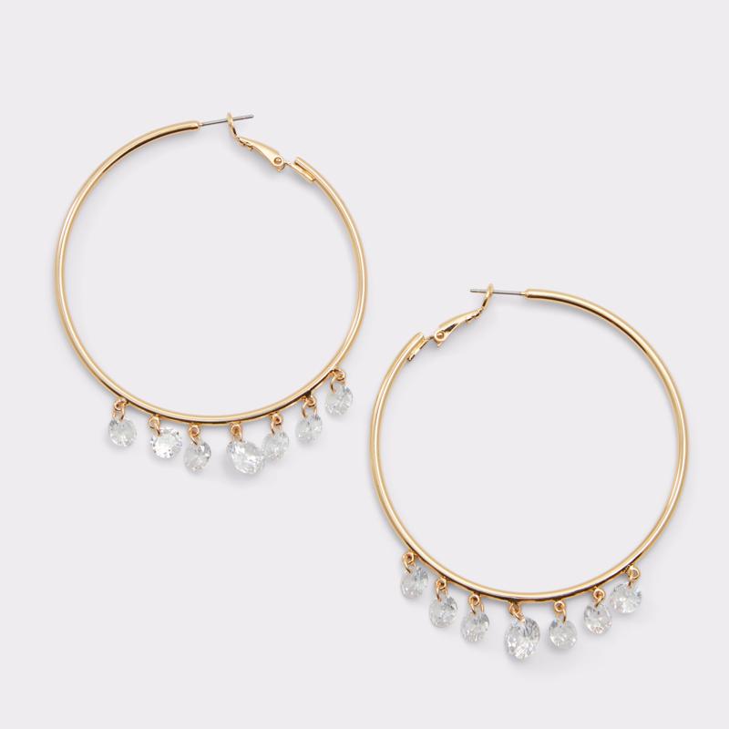EARRINGS - GOLD/CLEAR MULTI