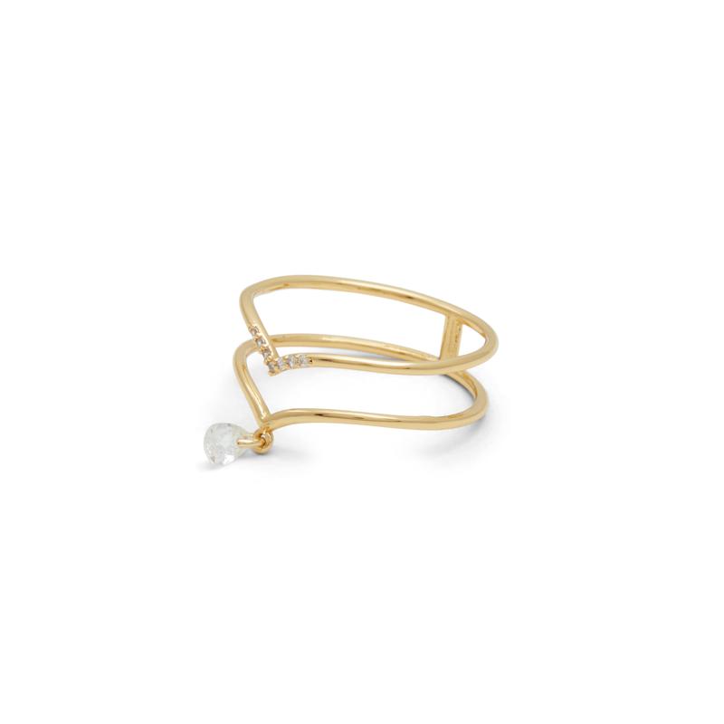 RING - GOLD/CLEAR MULTI