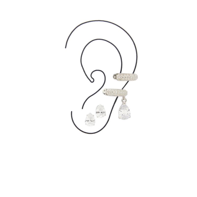 EARRINGS - SILVER/CLEAR MULTI