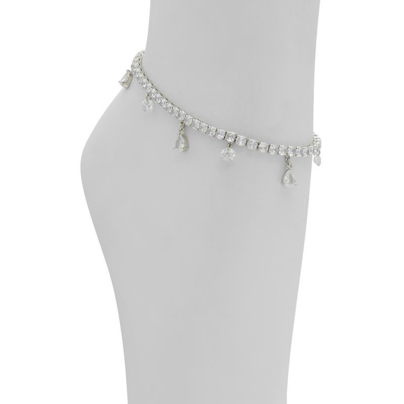 ANKLE BRACELET - SILVER/CLEAR MULTI