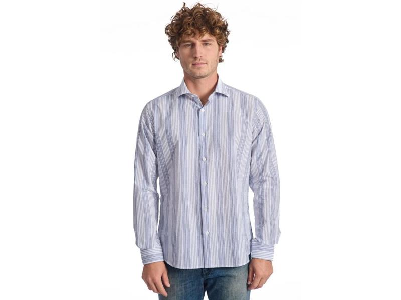 SHIRT LONG SLEEVE - WHITE/BLUE