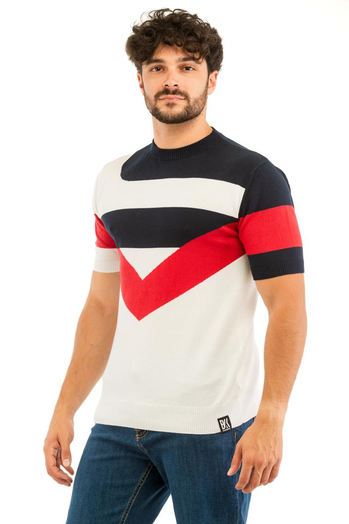 T-SHIRT - WHITE/POMPEIAN RED/NAVY