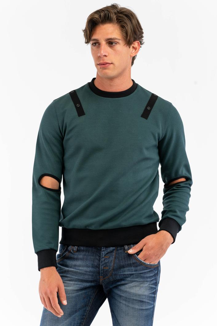 SWEATSHIRT - PETROLIO/NERO