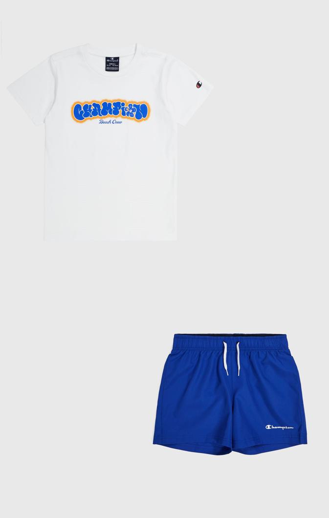 SET 2: T-SHIRT + SHORTS - WHT/BVU/NBK