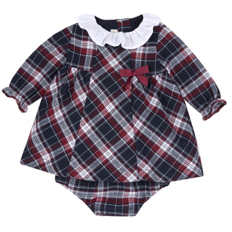 SET 2: DRESS LONG SLEEVE + UNDERPANTS - DARK BLUE