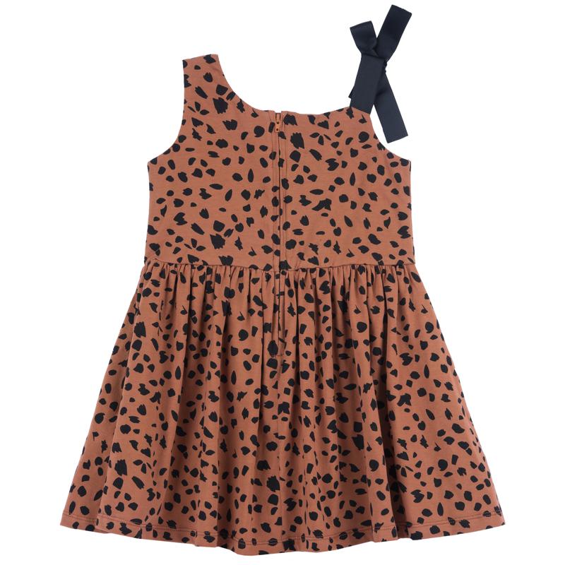 DRESS SLEEVELESS - BROWN PRINTED