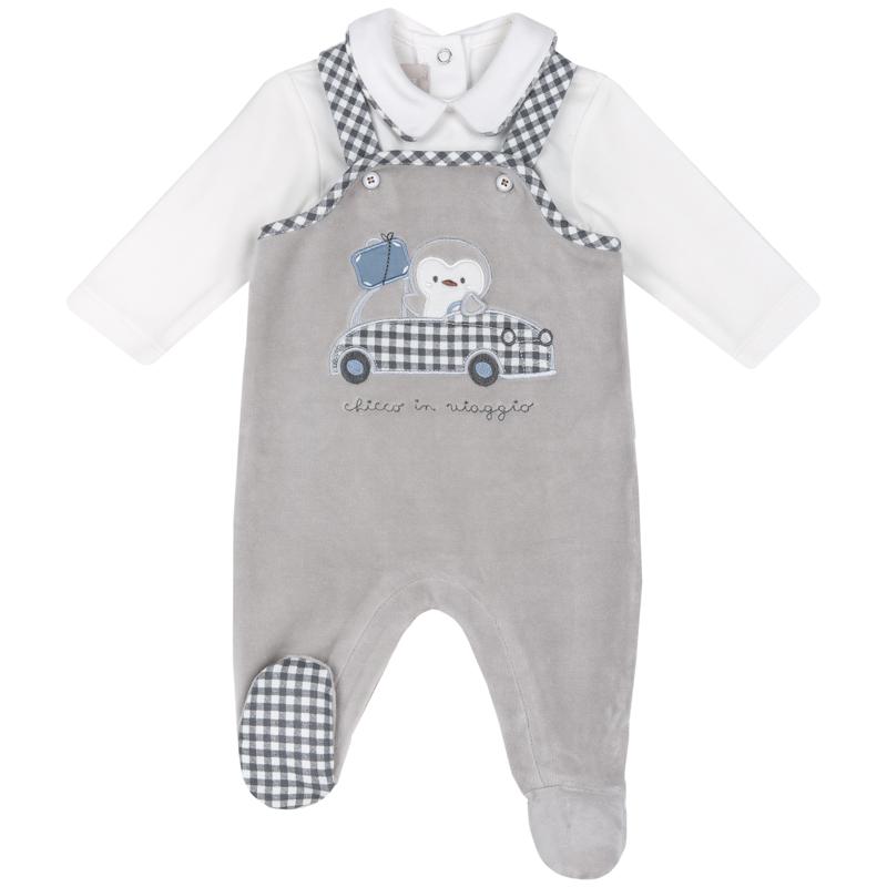 SET 2: SHIRT LONGE SLEEVE + OVERALL - LIGHT GREY