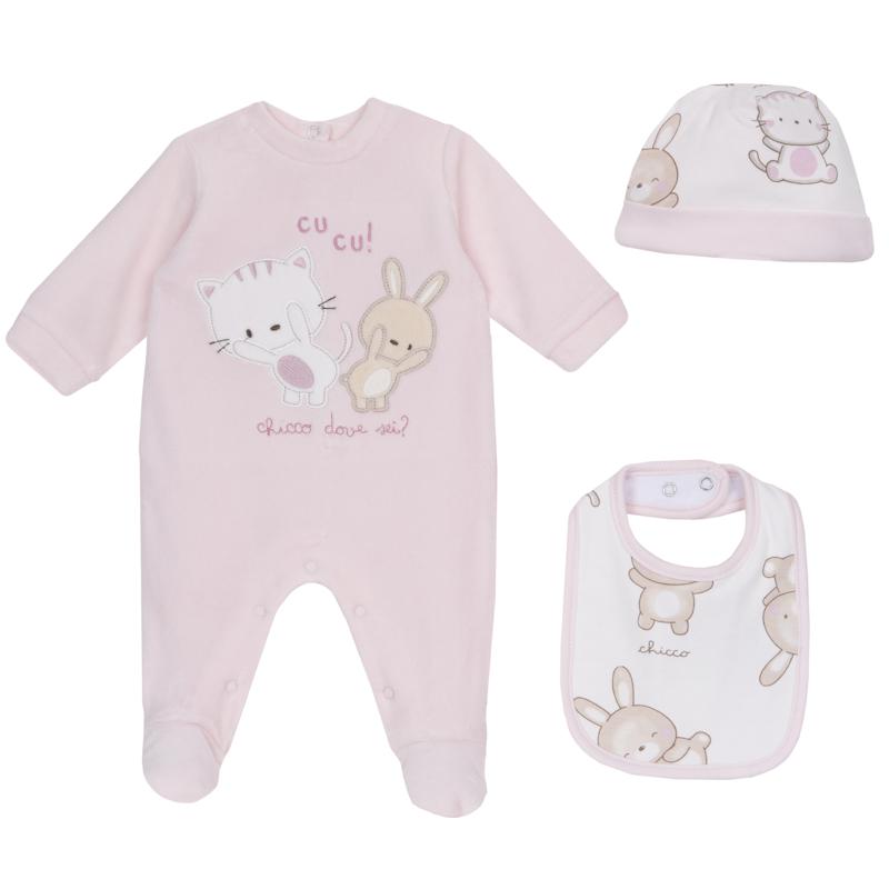 GIFT BOX: JUMPSUIT + BIB + HAT - LIGHT PINK
