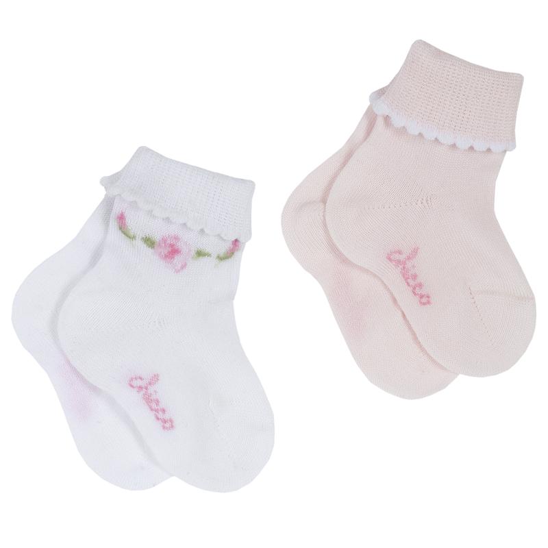 SOCKS 2 PACK - WHITE/PINK