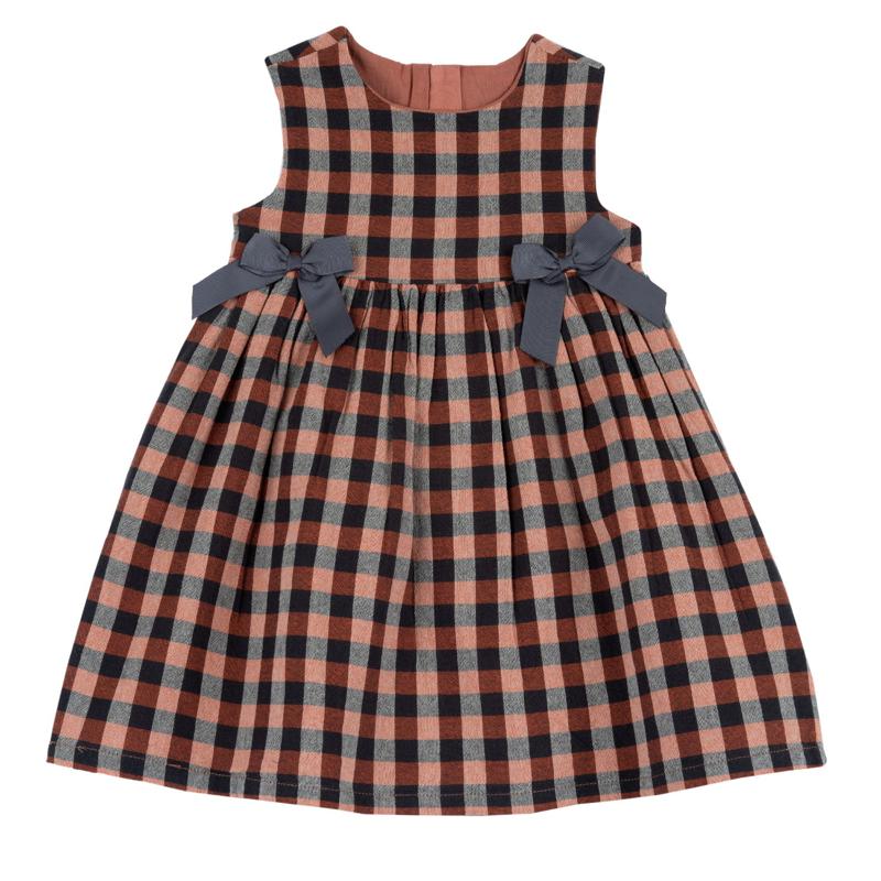DRESS SLEEVELESS - BROWN STRIPED