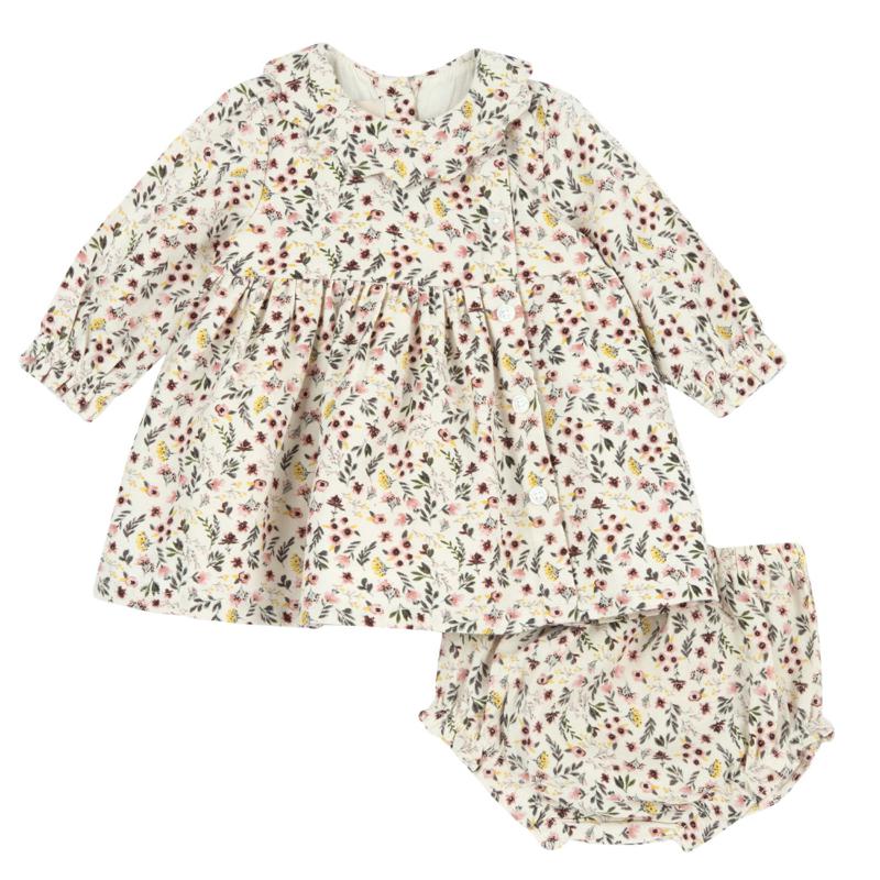 SET 2: DRESS LONG SLEEVE + UNDERPANTS - NATURAL PRINTED