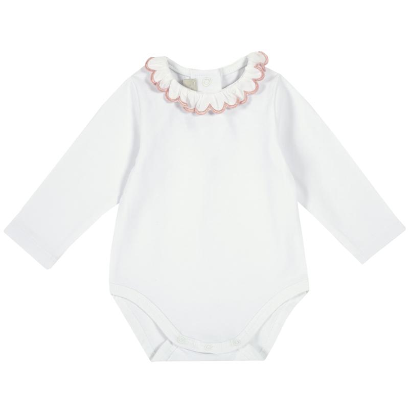 BODYSUIT LONG SLEEVE - WHITE/PINK