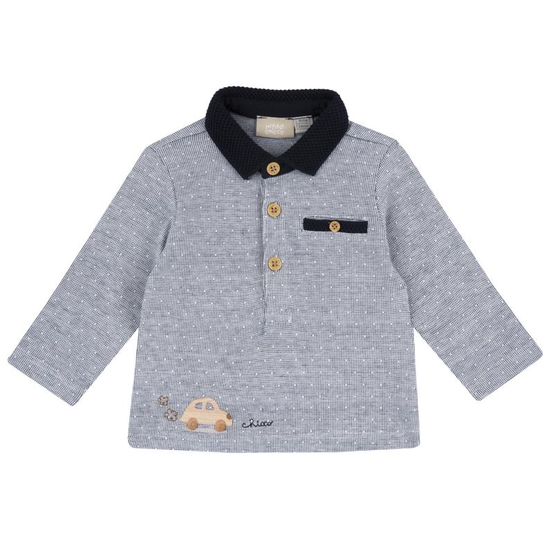 POLO LONG SLEEVE - WHITE/BLUE