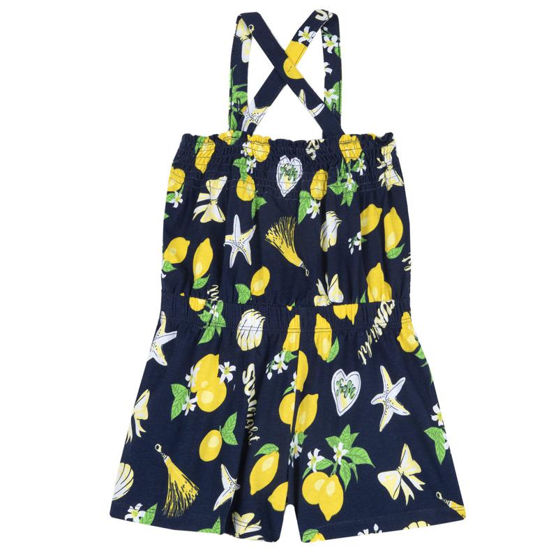 SHORT DUNGAREES - BLUE PRINTED