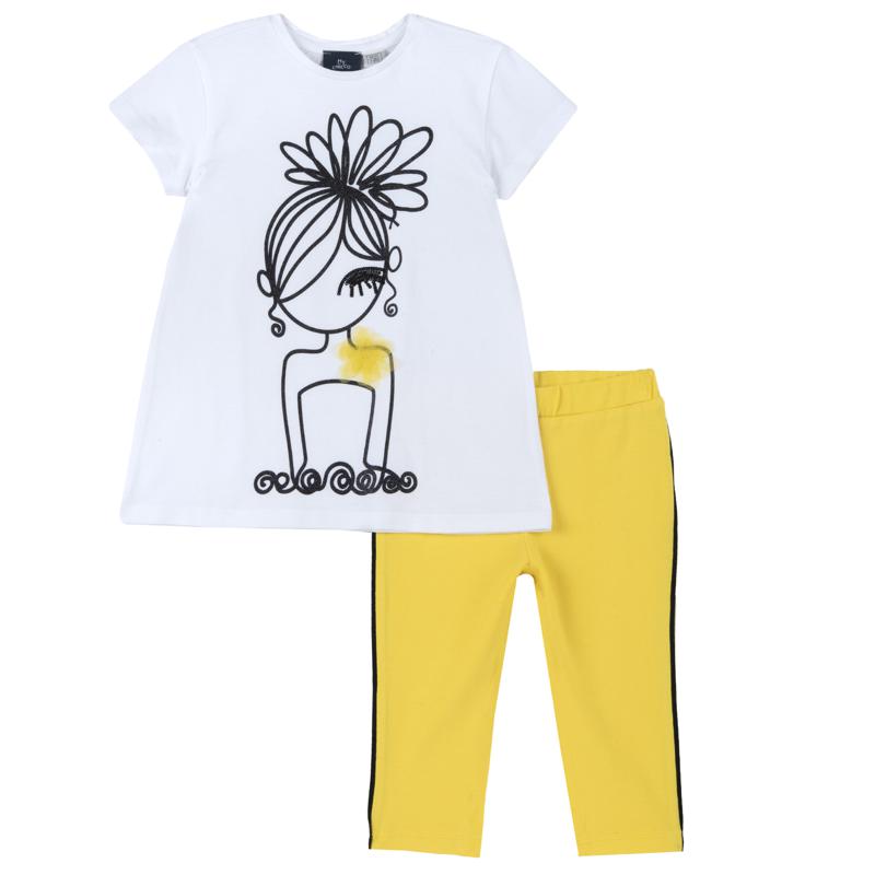SET 2: T-SHIRT SHORT SLEEVE + PANTS - WHITE