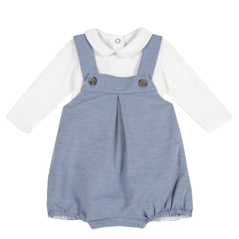 SET 2: BODYSUIT + SHORT DUNGAREES - DARK BLUE