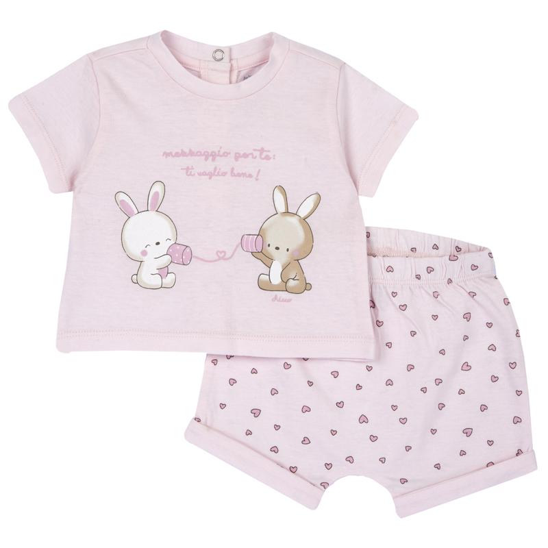 SET 2: T-SHIRT SHORT SLEEVE + SHORTS - LIGHT PINK