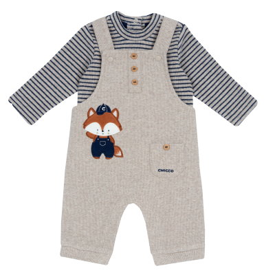 SET 2: SHIRT LONGE SLEEVE + OVERALL - MEDIUM NATURAL
