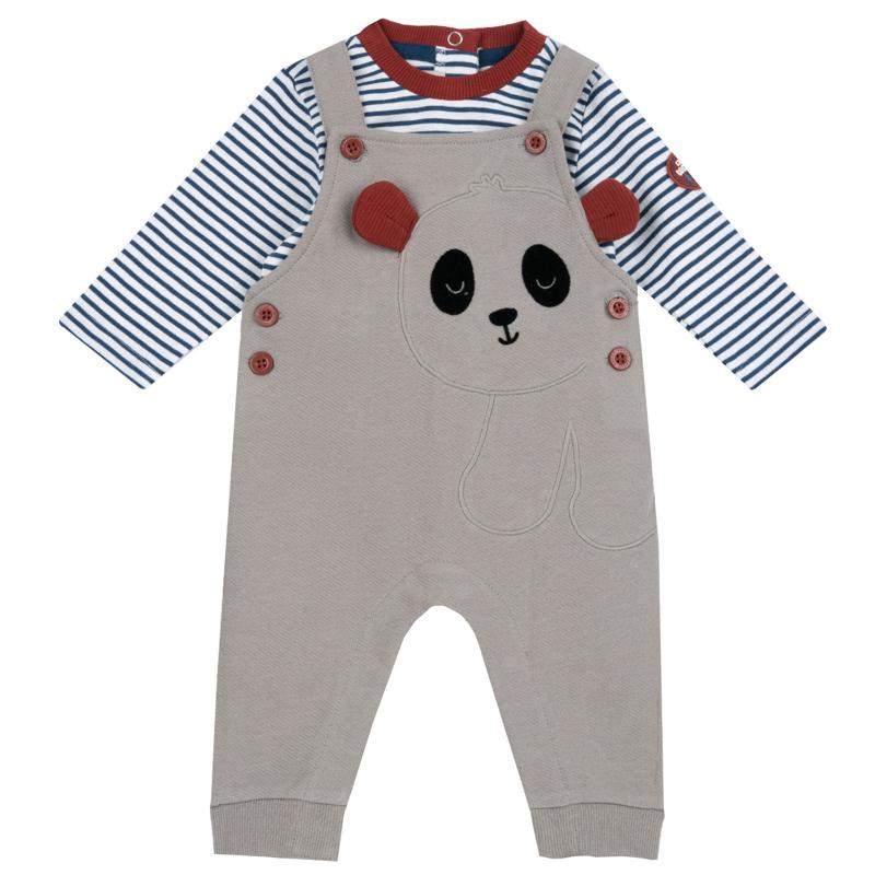 SET 2: T-SHIRT LONG SLEEVE + LONG DUNGAREES - MEDIUM NATURAL