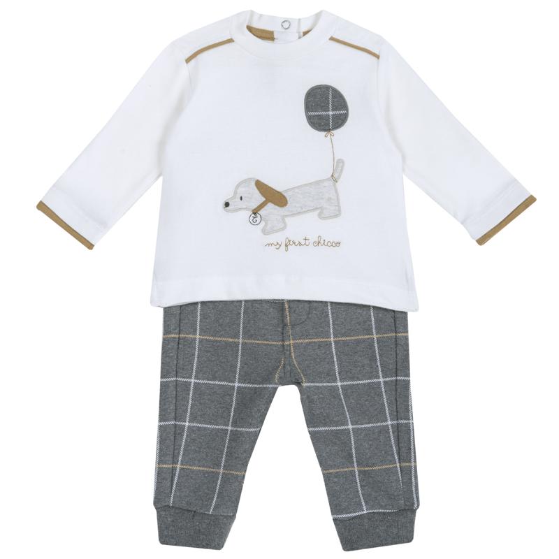 SET 2: T-SHIRT LONG SLEEVE + PANTS - MEDIUM GREY