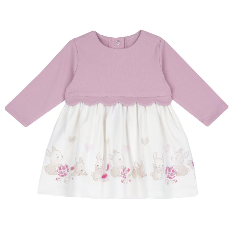 DRESS LONG SLEEVE - WHITE/PINK