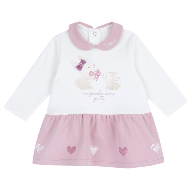 DRESS LONG SLEEVE - WHITE/PINK