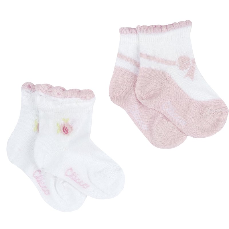SOCKS 2 PACK - WHITE/PINK