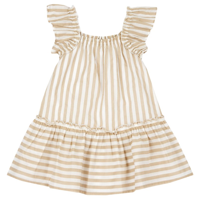 DRESS SLEEVELESS - NATURAL STRIPED