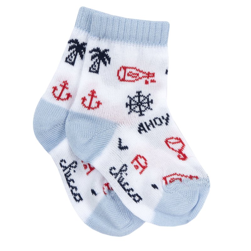 SOCKS - WHITE/LIGHT BLUE