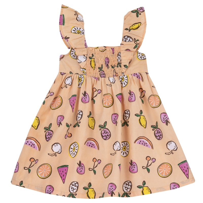 DRESS SLEEVELESS - ORANGE PRINTED