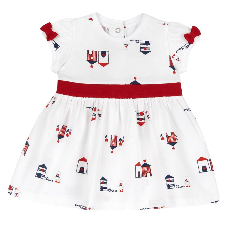 DRESS SLEEVELESS - WHITE/RED/GREY