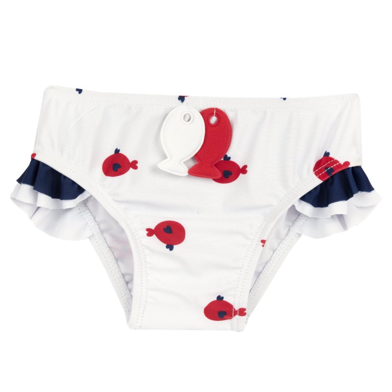 BIKINI BOTTOM - WHITE/RED/GREY