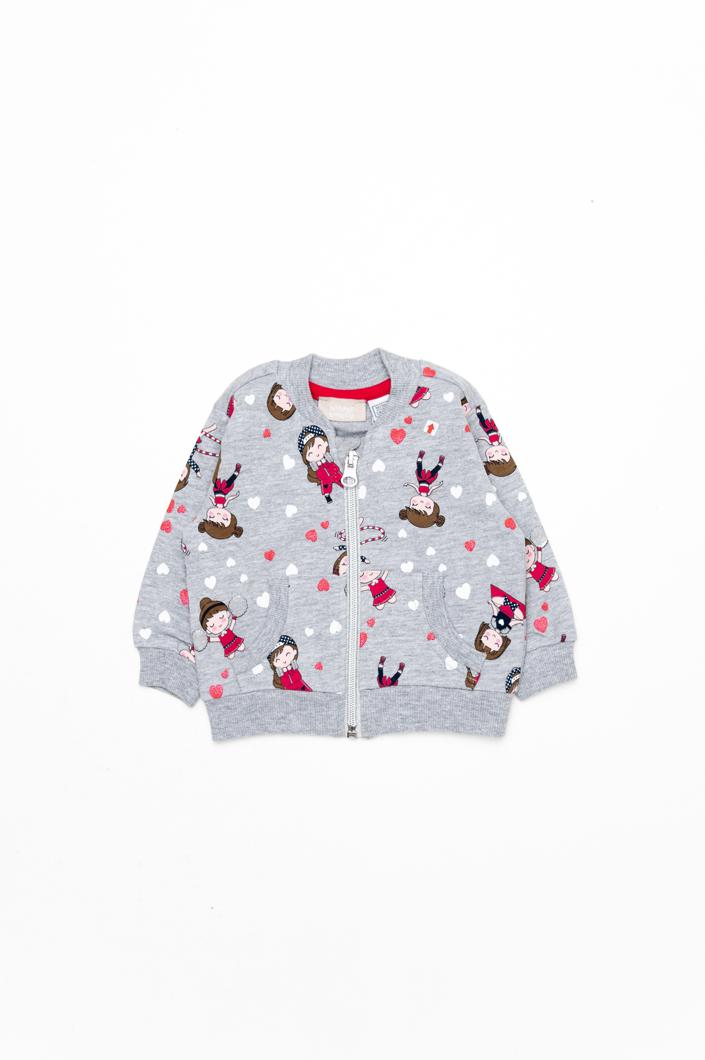 CARDIGAN - GREY PRINTED