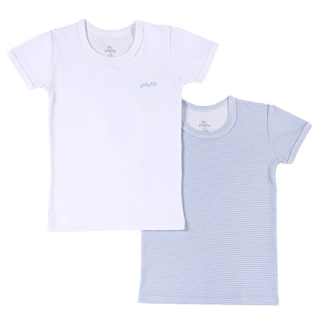 T-SHIRT SHORT SLEEVE 2 PACK - WHITE/LIGHT BLUE