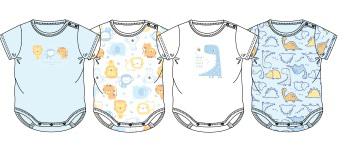 BODYSUIT SHORT SLEEVE 4 PACK - LIGHT BLUE