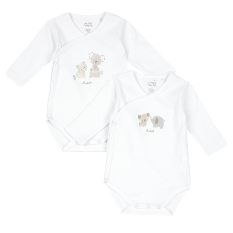 BODYSUIT LONG SLEEVE 2 PACK - WHITE