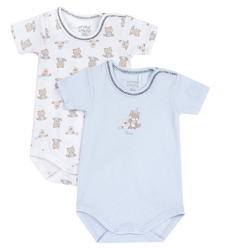 BODYSUIT SHORT SLEEVE 2 PACK - LIGHT BLUE