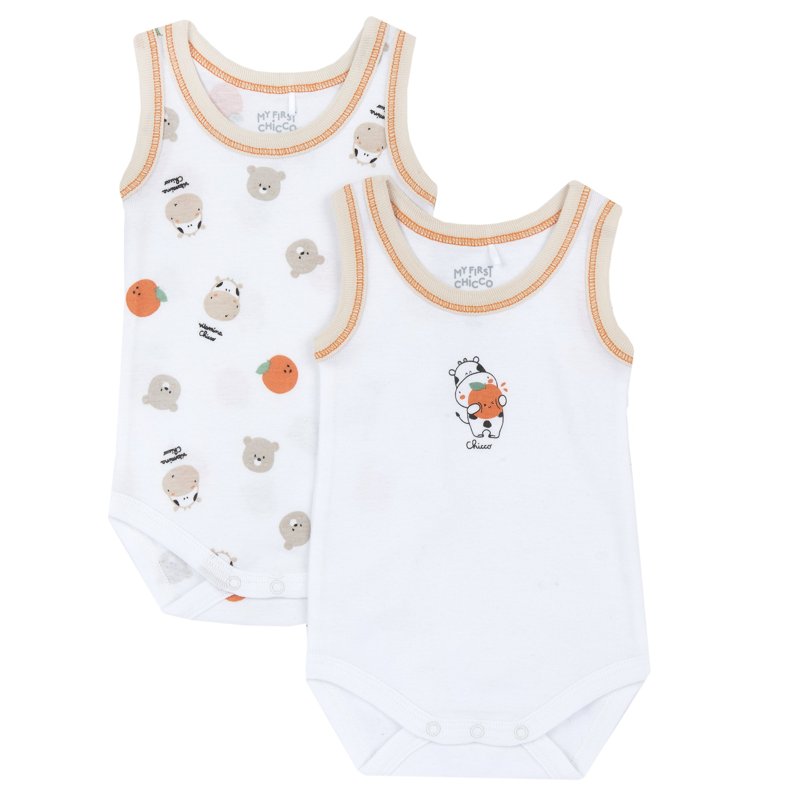 BODYSUIT SLEEVELESS 2 PACK - NATURAL PRINTED