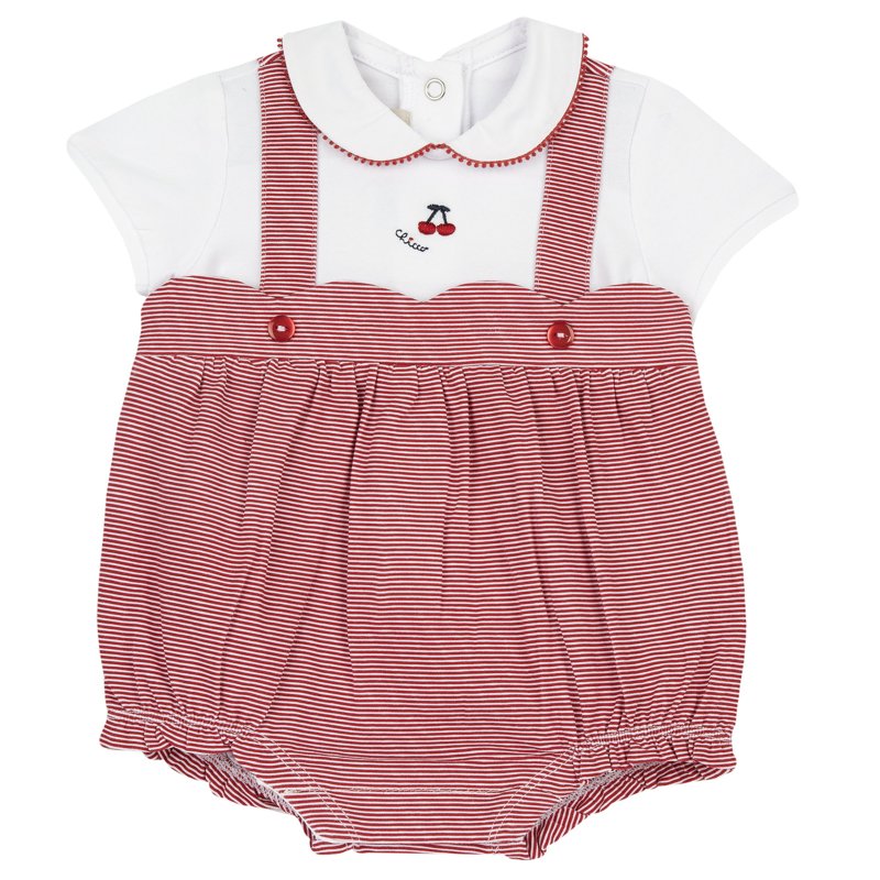 ROMPER SHORT SLEEVE - RED STRIPED