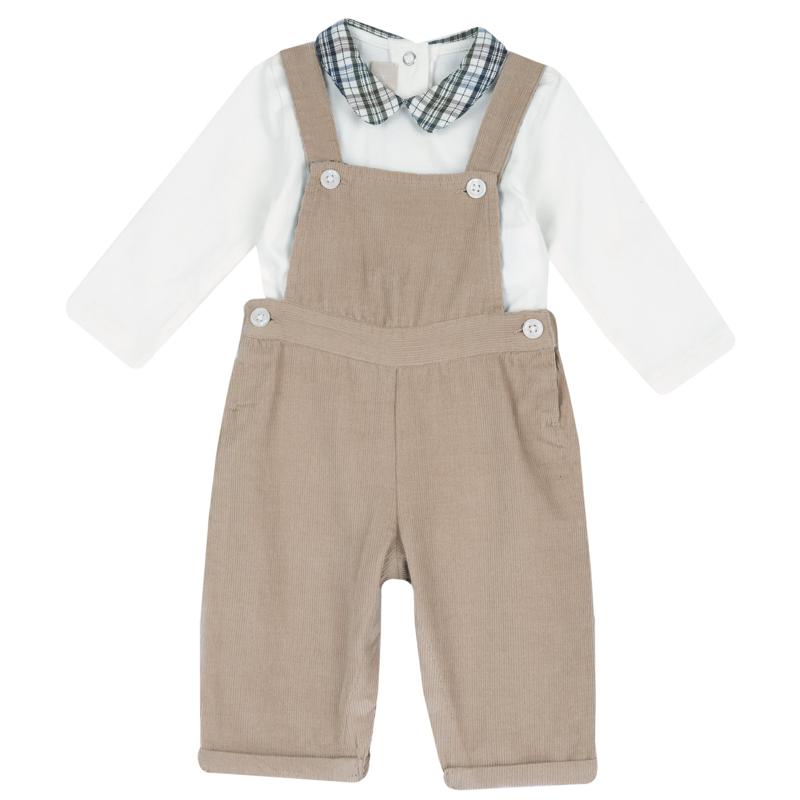 SET 2: BODYSUIT LONG SLLEVE + LONG DUNGAREES - MEDIUM NATURAL
