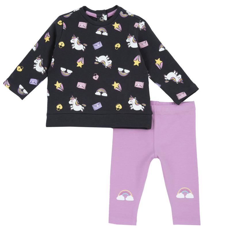 SET 2: T-SHIRT LONG SLEEVE + LEGGINGS - MEDIUM PINK