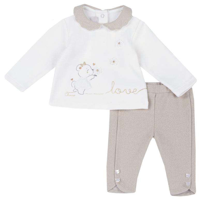 SET 2: T-SHIRT LONG SLEEVE + PANTS - LIGHT NATURAL