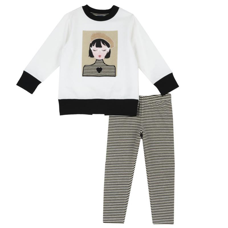 SET 2: SWEATSHIRT + LEGGINGS - WHITE/BLACK
