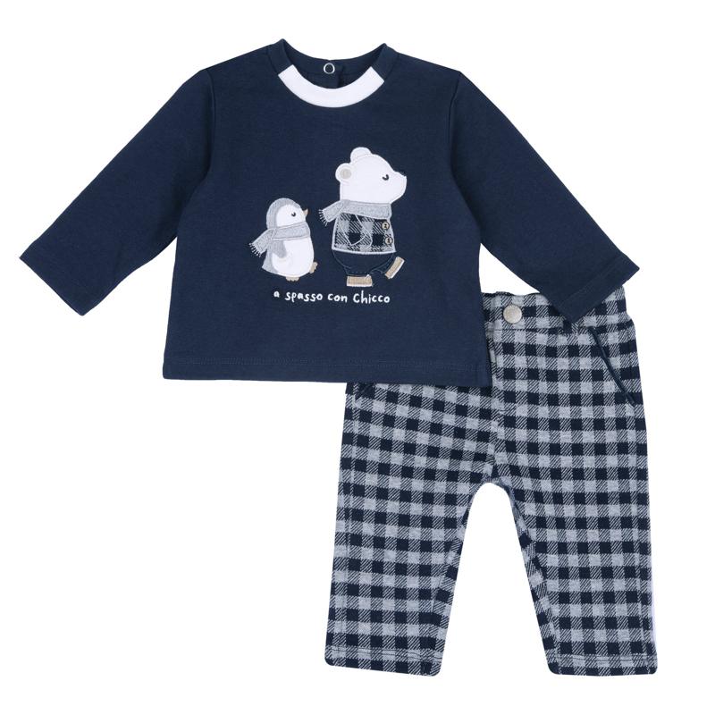SET 2: T-SHIRT LONG SLEEVE + PANTS - DARK BLUE