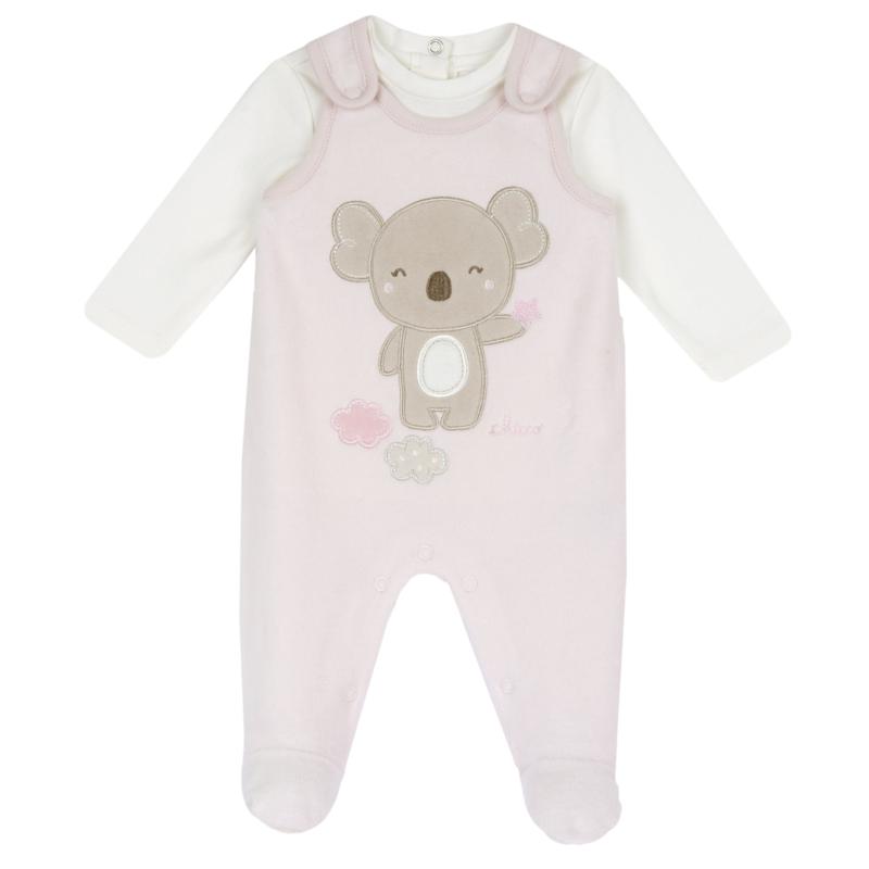 SET 2: SHIRT LONGE SLEEVE + OVERALL - LIGHT PINK