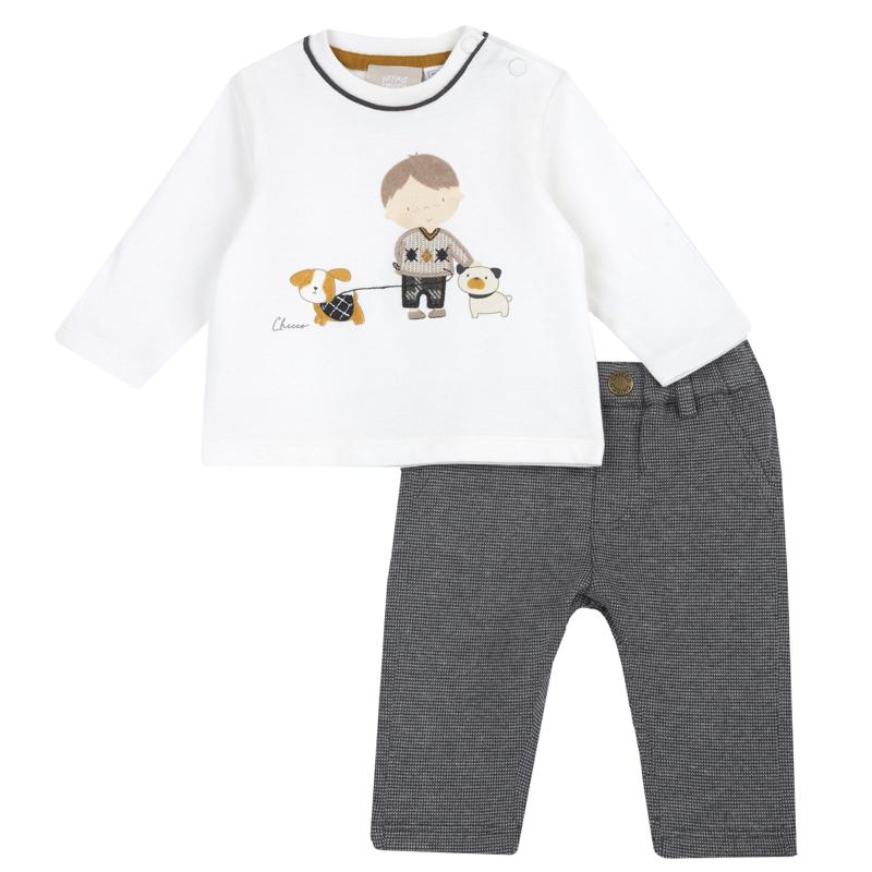 SET 2: T-SHIRT LONG SLEEVE + PANTS - DARK GREY