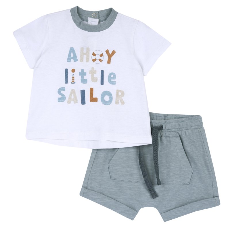 SET 2: T-SHIRT SHORT SLEEVE + SHORTS - MEDIUM LIGHT BLUE