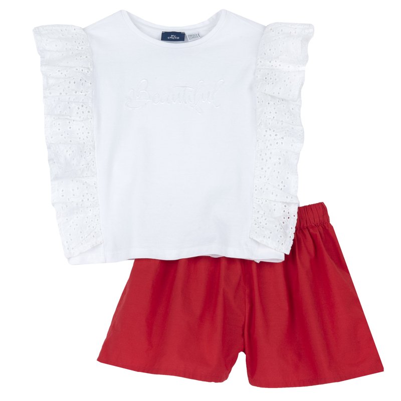 SET 2: T-SHIRT SHORT SLEEVE + SHORTS - MEDIUM RED