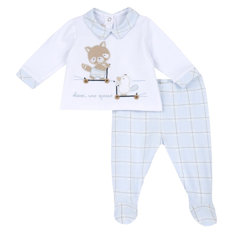 SET 2: BABY SWEATER + LEGGINGS - WHITE/LIGHT BLUE