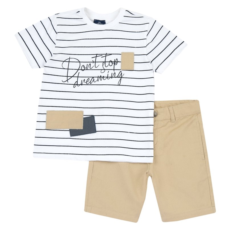 SET 2: T-SHIRT SHORT SLEEVE + SHORTS - MEDIUM NATURAL